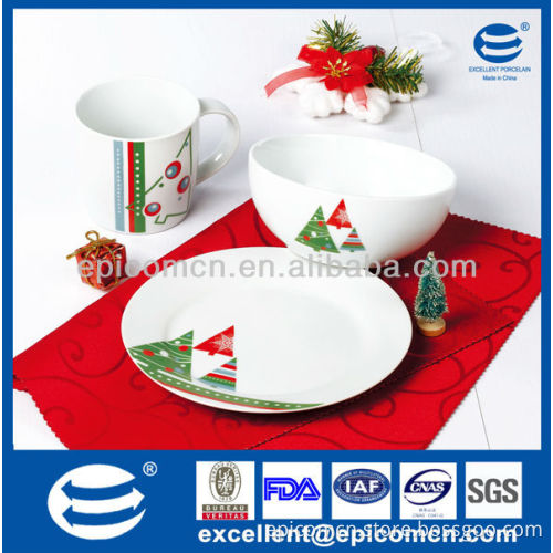 Christmas tree ceramic tableware 3pcs baby dinner set
